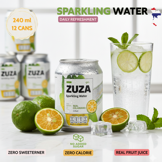 ZUZA Calamansi Sparkling Water | 12 Cans|Zero Sugar Drink with Real Thai Calamansi Juice (No Artificial Sweeteners)