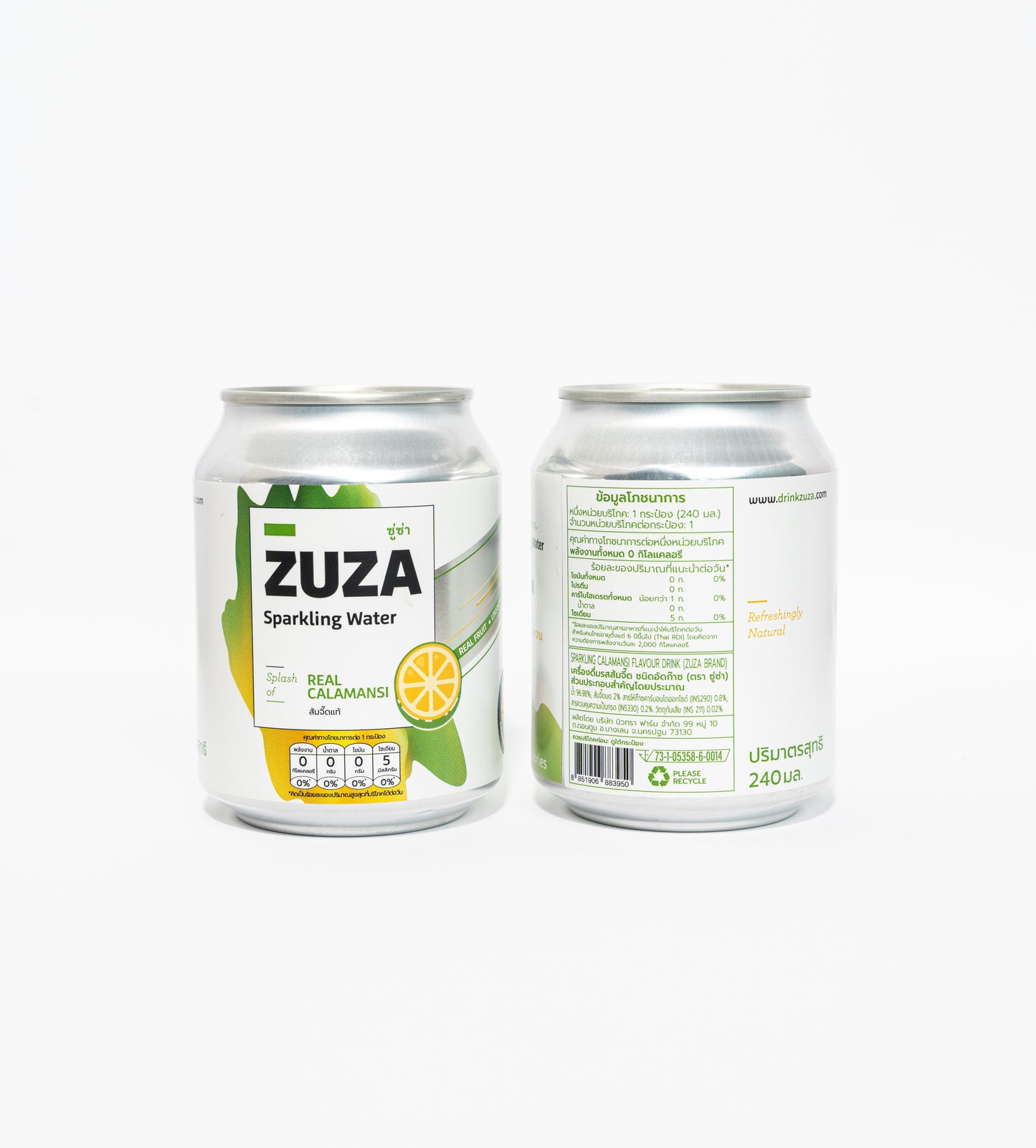 ZUZA Calamansi Sparkling Water | Real Thai Calamansi Juice, No Added Sugar | 12 Cans, 240ml