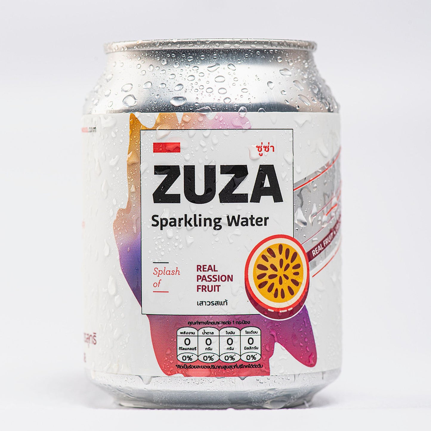 ZUZA Passion Fruit Sparkling Water | Real Thai Passion Fruit Juice, No Added Sugar | 12 Cans, 240ml