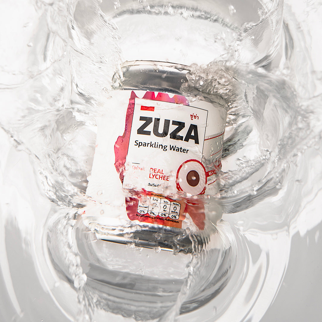 ZUZA Lychee Sparkling Water | Real Thai Lychee Juice, No Added Sugar | 12 Cans, 240ml