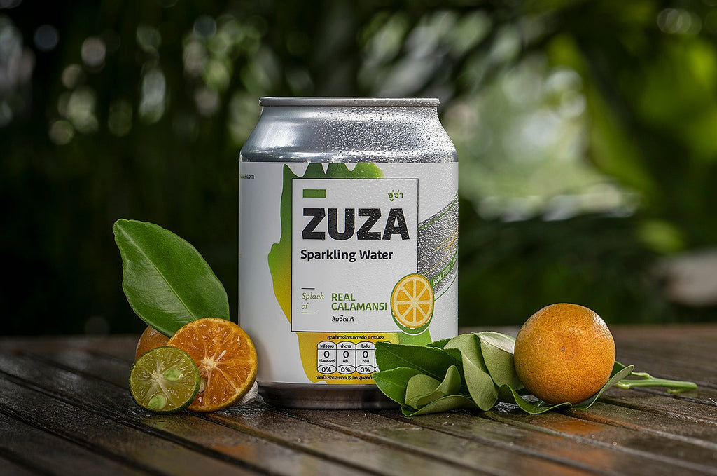 ZUZA Calamansi Sparkling Water | Real Thai Calamansi Juice, No Added Sugar | 12 Cans, 240ml