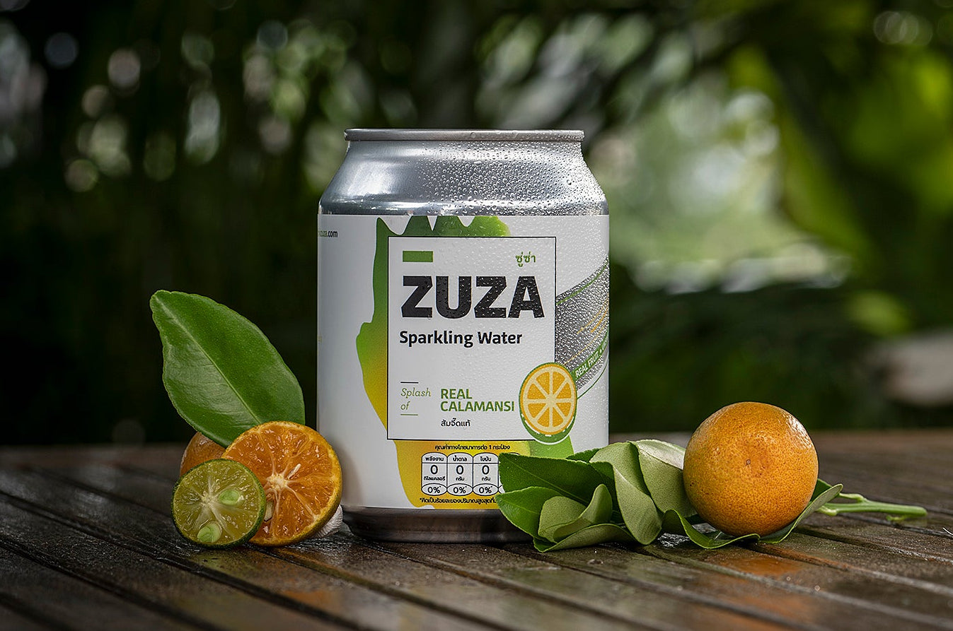ZUZA Calamansi Sparkling Water | Real Thai Calamansi Juice, No Added Sugar | 12 Cans, 240ml