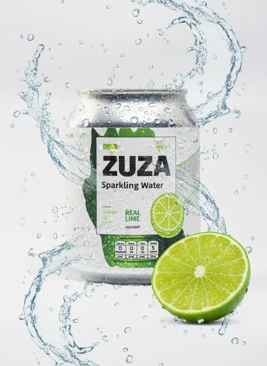 ZUZA Sparkling Water – Lime | Zero Sugar | Real Lime Juice |12 Cans Pack |240ml