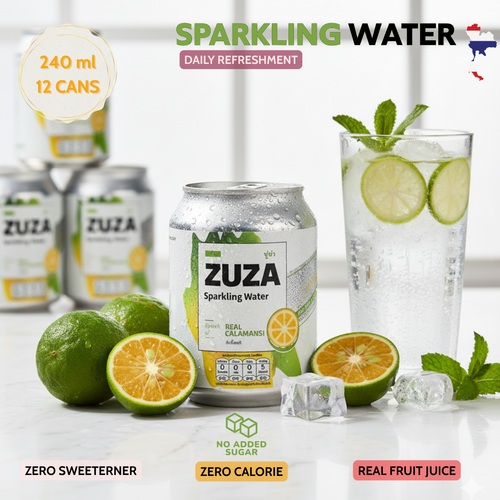 ZUZA Calamansi Sparkling Water | Real Thai Calamansi Juice, No Added Sugar | 12 Cans, 240ml