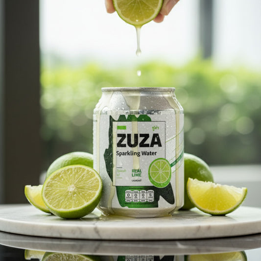 ZUZA Sparkling Water – Lime | Zero Sugar | Real Lime Juice |12 Cans Pack |240ml