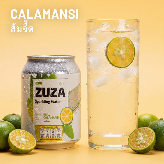 ZUZA Calamansi Sparkling Water | Real Thai Calamansi Juice, No Added Sugar | 12 Cans, 240ml
