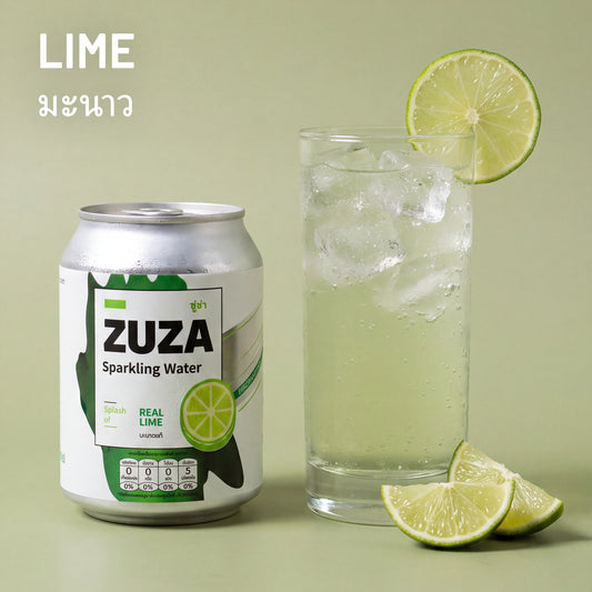 ZUZA Lime Sparkling Water | Real Thai Lime Juice, No Added Sugar | 12 Cans, 240ml