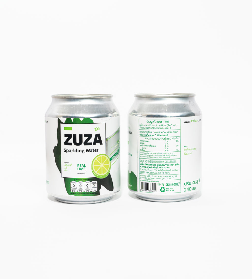 ZUZA Sparkling Water Variety Pack | 4 Flavors x 12 Cans, No Added Sugar | 48 Cans, 240ml