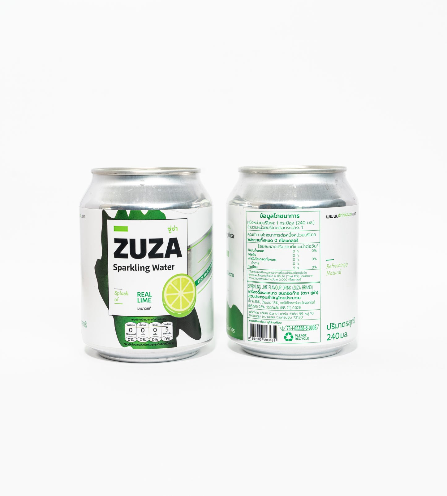 ZUZA Sparkling Water Variety Pack | 4 Flavors x 12 Cans, No Added Sugar | 48 Cans, 240ml
