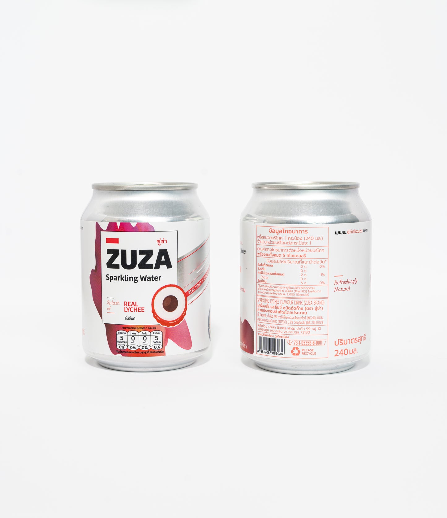 ZUZA Sparkling Water Variety Pack | 4 Flavors x 12 Cans, No Added Sugar | 48 Cans, 240ml
