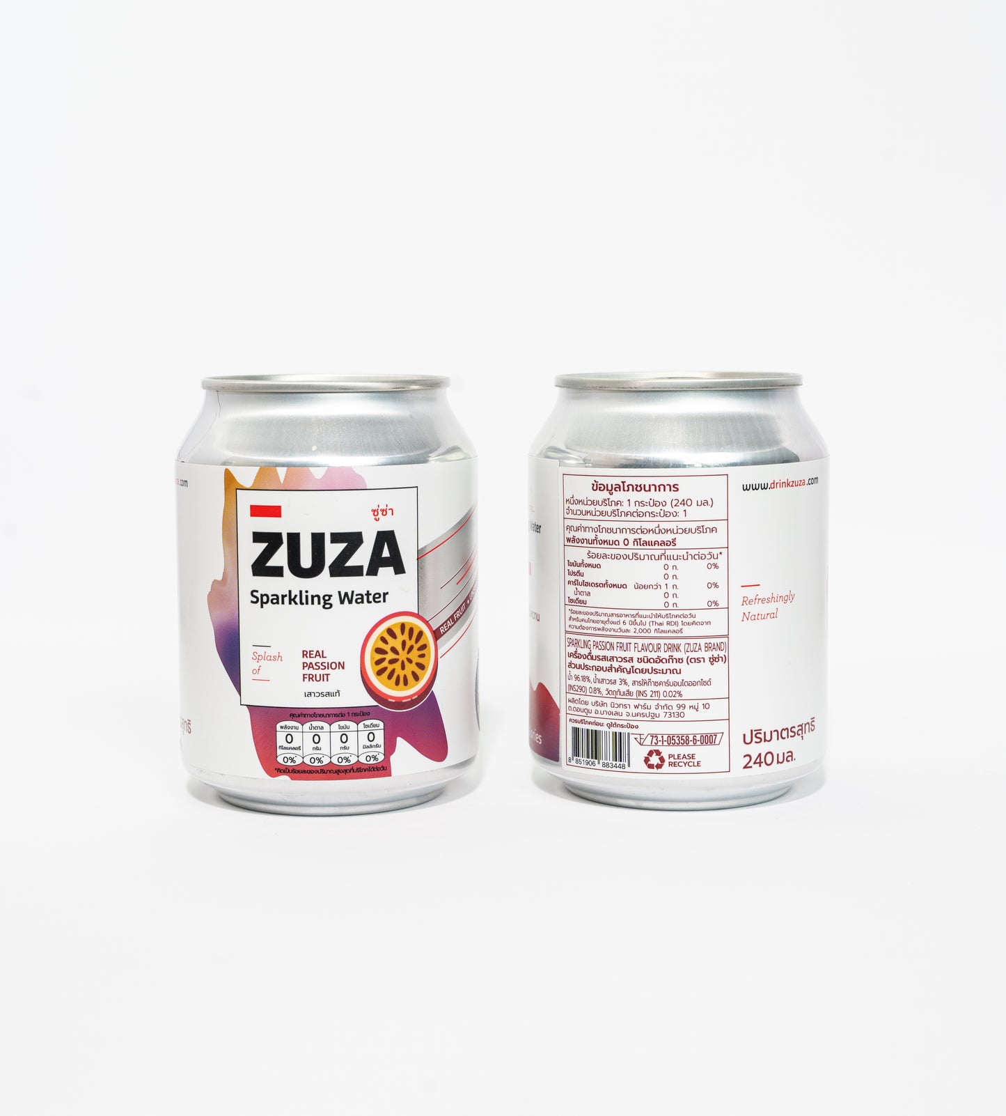 ZUZA Sparkling Water Variety Pack | 4 Flavors x 12 Cans, No Added Sugar | 48 Cans, 240ml