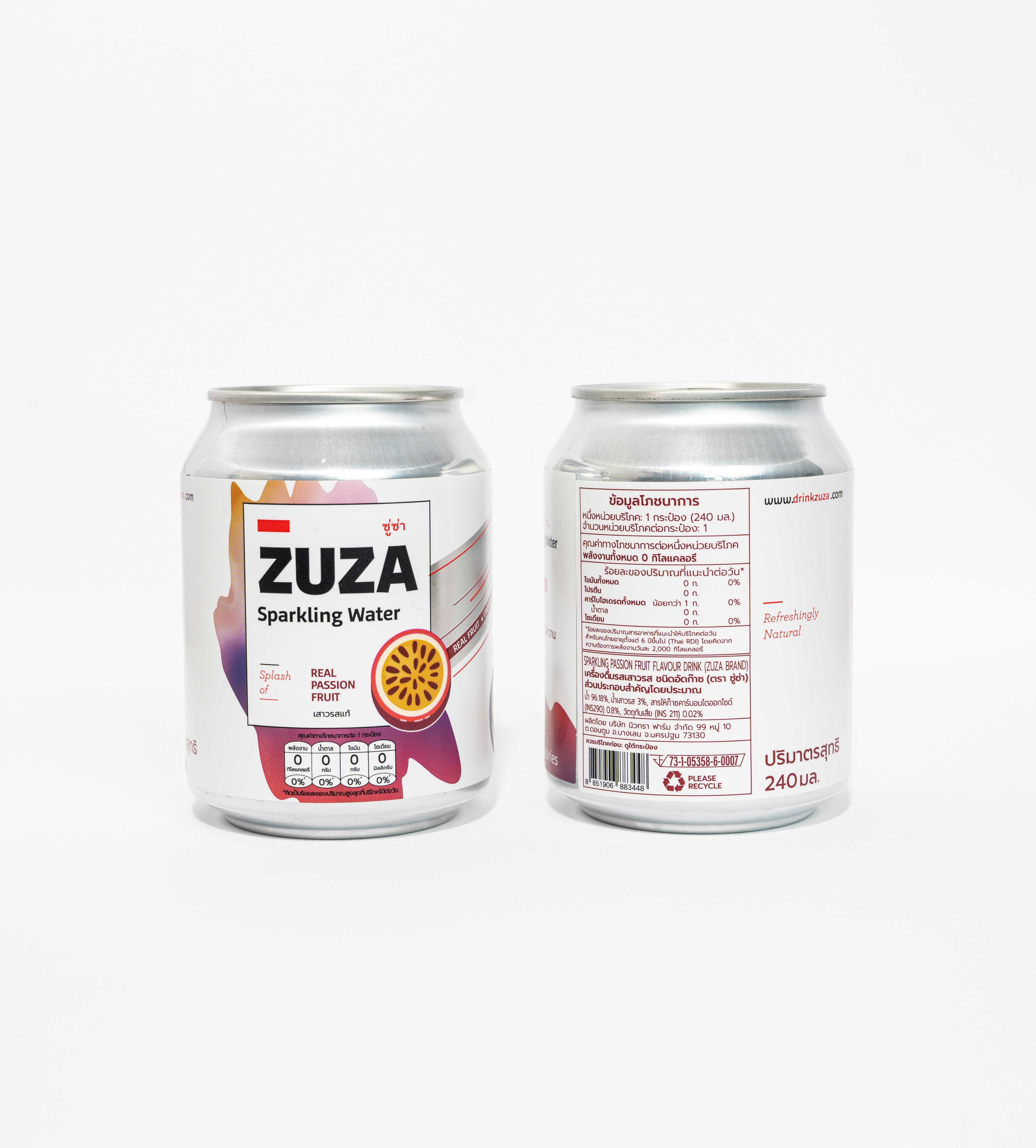 ZUZA Sparkling Water Variety Pack | 4 Flavors x 12 Cans, No Added Sugar | 48 Cans, 240ml