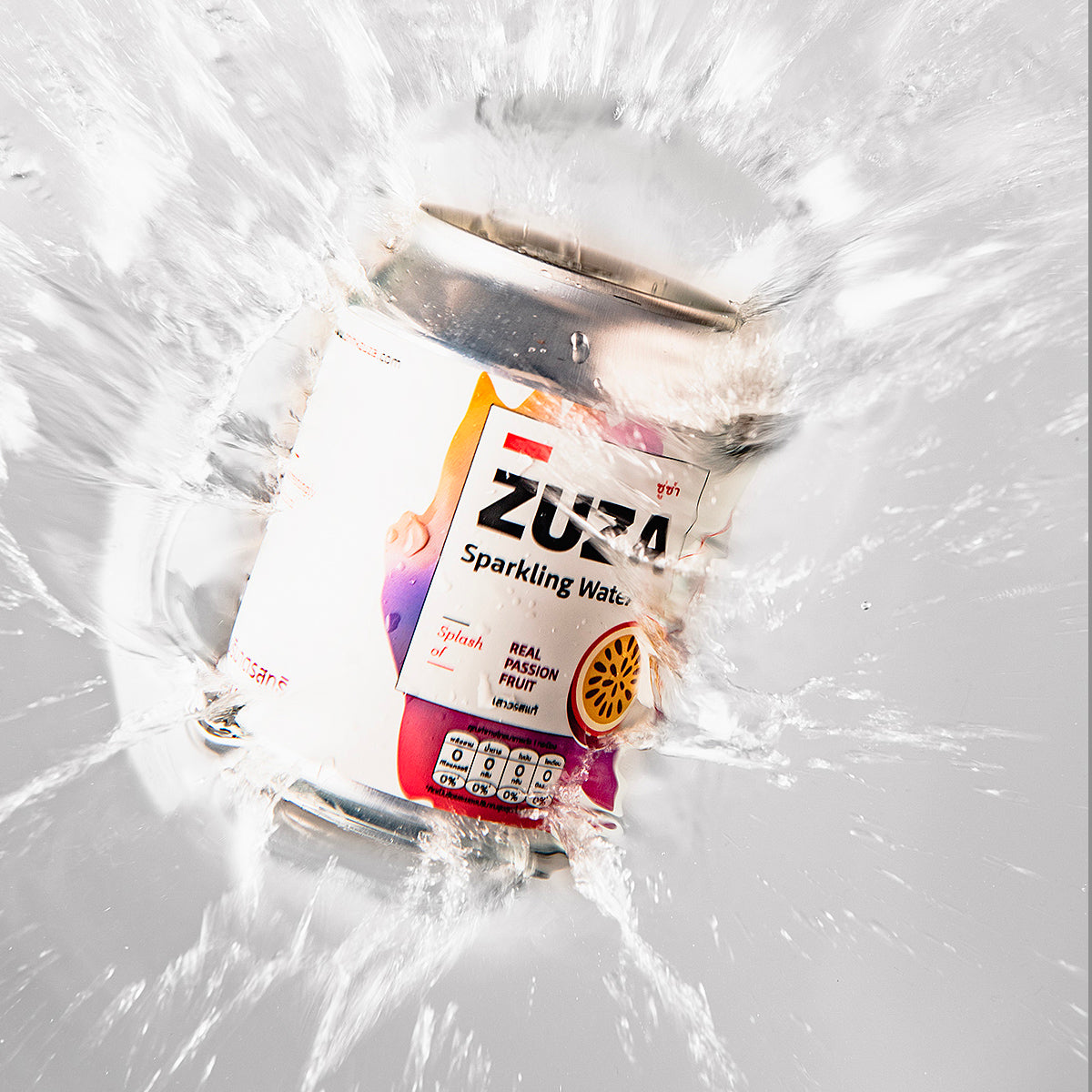 ZUZA Passion Fruit Sparkling Water | Real Thai Passion Fruit Juice, No Added Sugar | 12 Cans, 240ml