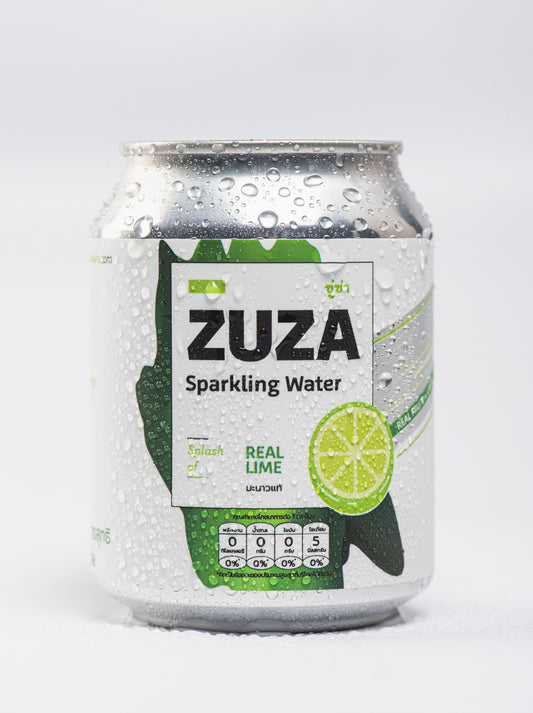 ZUZA Sparkling Water – Lime | Zero Sugar | Real Lime Juice |12 Cans Pack |240ml