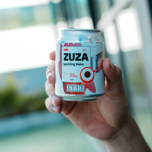 ZUZA Lychee Sparkling Water|12 Cans| Zero Sugar Drink with Real Thai Lychee Juice (No Artificial Sweeteners)
