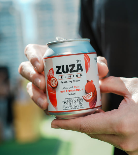 ZUZA Premium Pomegranate Sparkling Water 240ml 12 CANS| Made with Real Pomegranate Juice | 25 kcal | No Sugar