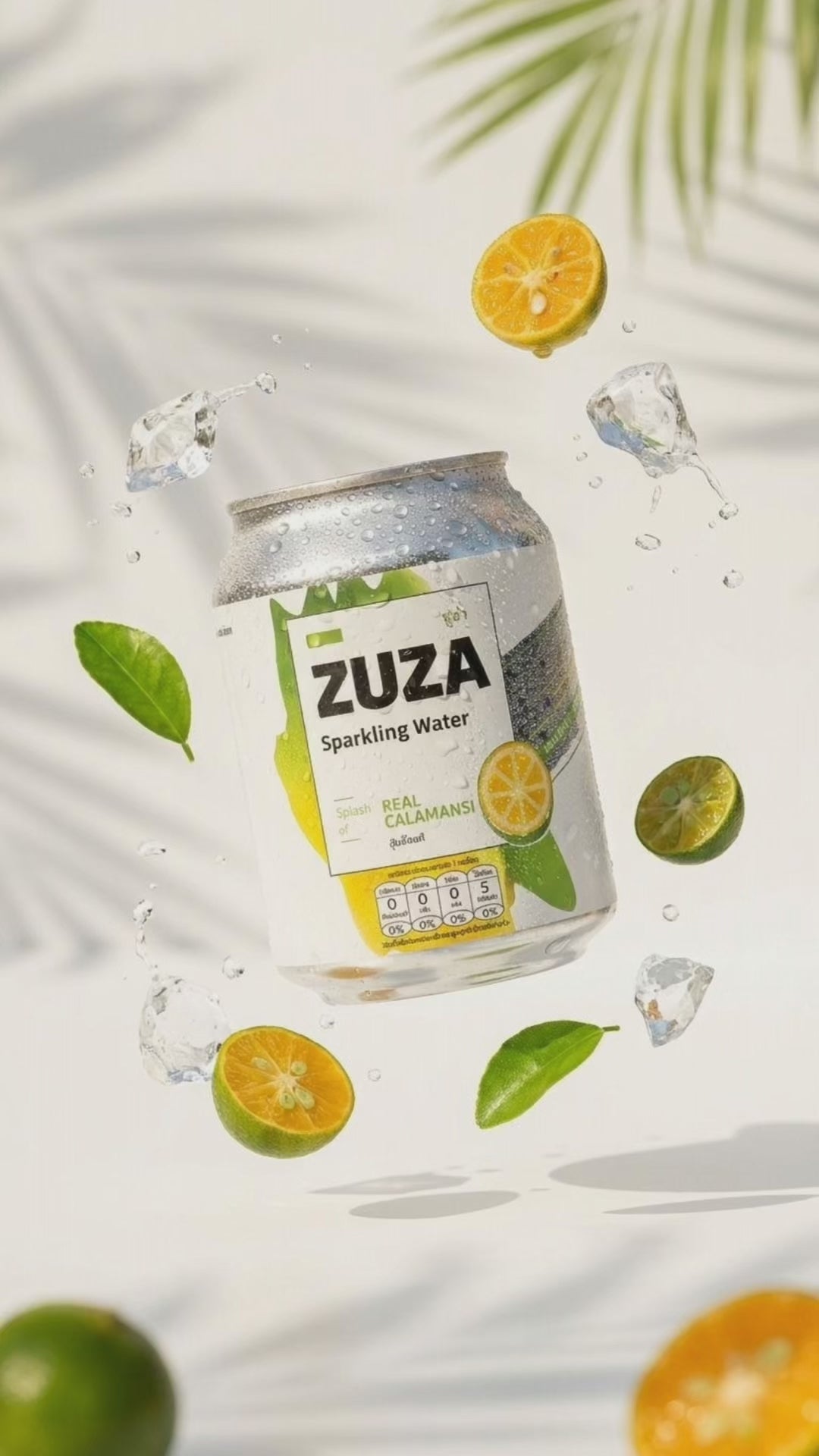 ZUZA Calamansi Sparkling Water | Real Thai Calamansi Juice, No Added Sugar | 12 Cans, 240ml