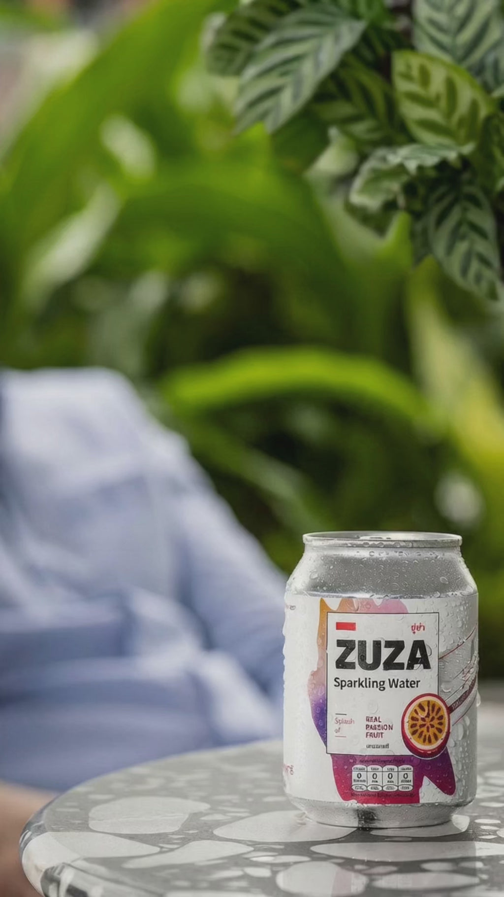 ZUZA Passion Fruit Sparkling Water | Real Thai Passion Fruit Juice, No Added Sugar | 12 Cans, 240ml