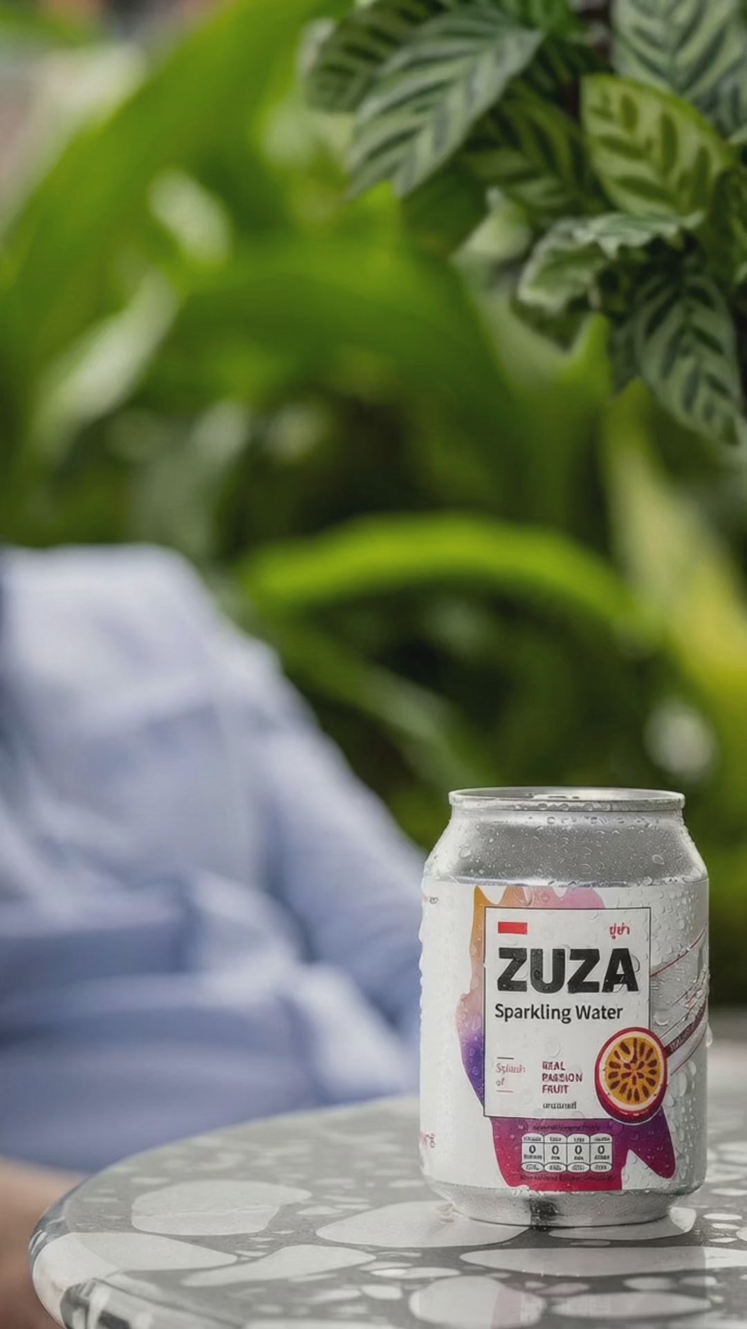 ZUZA Passion Fruit Sparkling Water | Real Thai Passion Fruit Juice, No Added Sugar | 12 Cans, 240ml